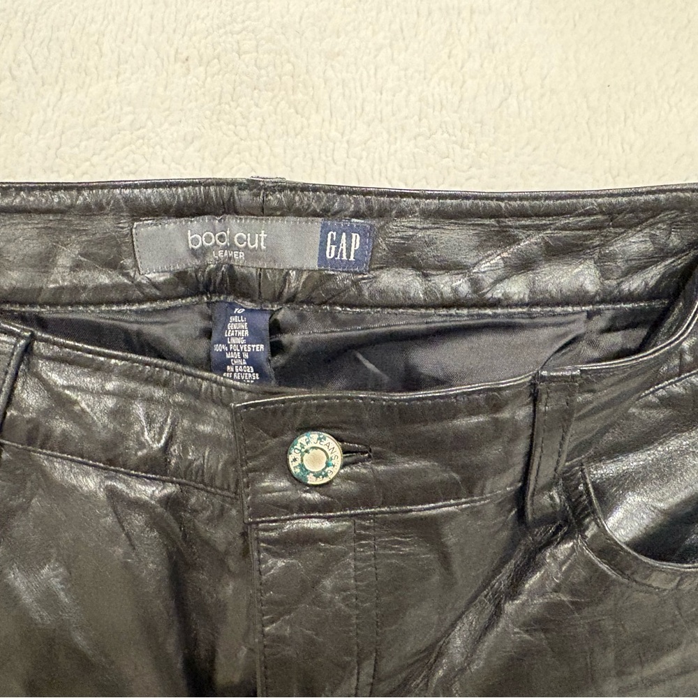 GAP Leather Ladies Boot Cut Pants - Size 10 - Picture 2 of 9